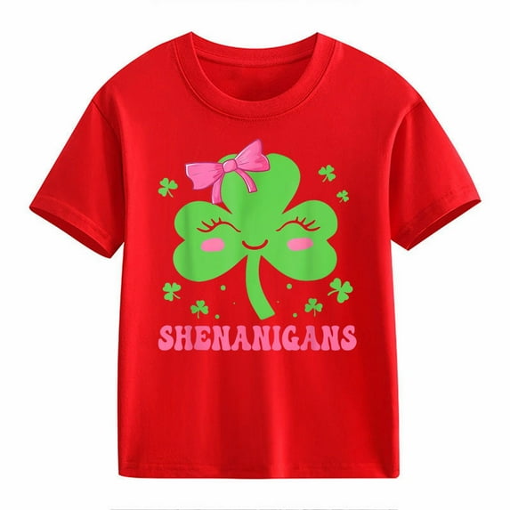 Ruyang Toddler Girls St Patricks Day Shirt for Kids Girls Saint Patricks Day T-Shirts Short Sleeve Tops Shamrock Tees Cotton T-Shirt