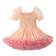 thumbnail image 1 of Ruyang Toddler Girls Summer Dresses Tulle Tutu Dress for Girls Puff Sleeve Square Neck Tiered Layer Party Dress, 1 of 9
