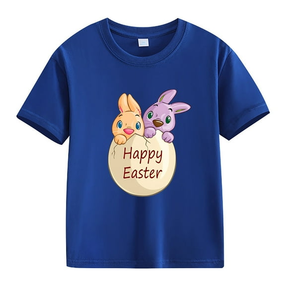 Ruyang 2025 Easter Tees for Toddler Boy Girl Happy Bunny Egg Short Sleeve Tshirt Infant Kids Summer Cool Tee Tops