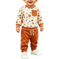 thumbnail image 1 of Ruyang Toddler Halloween Outfit Boy Girl Pumpkin Patch Pocket Crew Neck Sweatshirt Joggers Set Halloween Fall Baby Clothes, 1 of 4