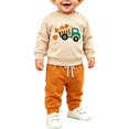 thumbnail image 1 of Ruyang Toddler Halloween Outfit Boy Girl Pumpkin Patch Pocket Crew Neck Sweatshirt Joggers Set Halloween Fall Baby Clothes, 1 of 4