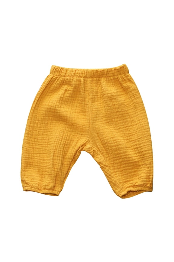 Toddler Kids Baby Boy Girl Soft Cotton Linen Pants Elastic Basic Harem Long Pants Bloomers Casual Joggers Solid Cute Trousers