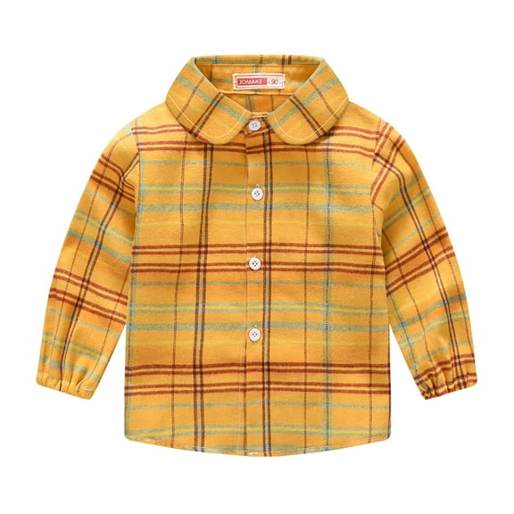 Ruyang Toddler Kids Flannel Buttons Shirt Plaid Striped Long Sleeve Comfort Tops Clothes Baby Youth Summer Vacation Casual Shirt