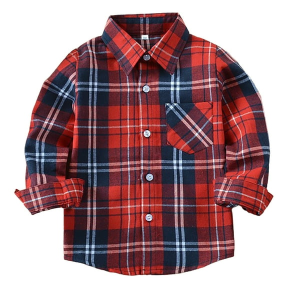 Ruyang Toddler Kids Flannel Shirts Holiday Outfit Boys Girls Plaid Button Down Shirts 2-11 Years Kids Casual Buffalo Sweatshirts