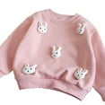 thumbnail image 1 of Ruyang Toddler Knit Sweater Long Sleeve Lined Warm Cute Bunny Crew Neck Pullover Tops Baby Girls Plain Fall Winter Clothes, 1 of 9