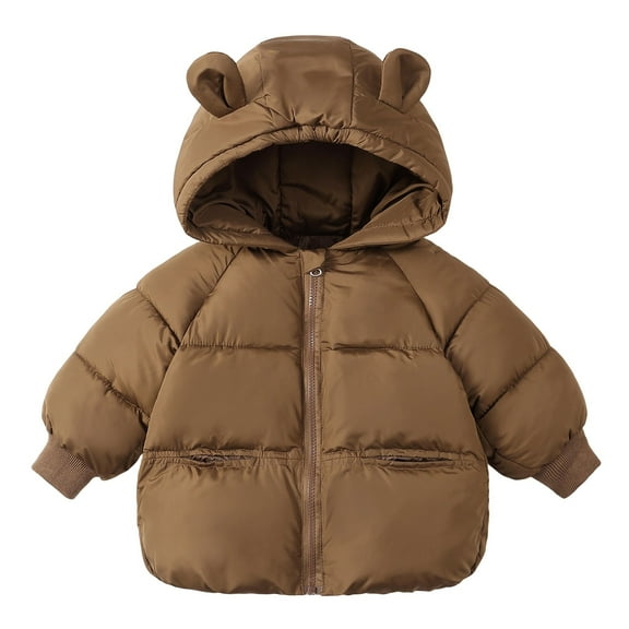 Ruyang Toddler Padded Puffer Jacket Baby Boys Girls Cute Bear Hooded Down Coat Winter Warm Puffy Zip Up Quilted Outwear