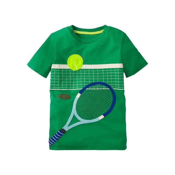 Ruyang Toddler Short Sleeve Shirt Cute Graphic T-Shirt Tennis Basketball Print Summer Tops Tees for Baby Boys Girls Soft T Shirt