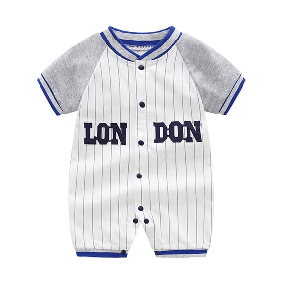 Ruyang Toddler Striped Jumpsuits Wide Leg Short Sleeve Crew Neck Snap Romper Clothes Baby Boys Cotton Fall Jumpsuits