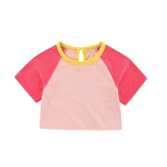 Ruyang Toddler Tops Loose T Shirt Short Clothes Sleeve Baby Girls Patchwork Leisure Girls Tops Undershirt for Kids
