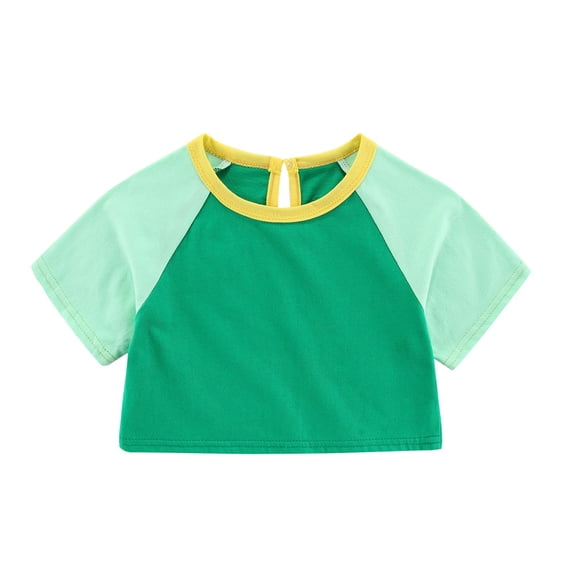 Ruyang Toddler Tops Loose T Shirt Short Clothes Sleeve Baby Girls Patchwork Leisure Girls Tops Undershirt for Kids