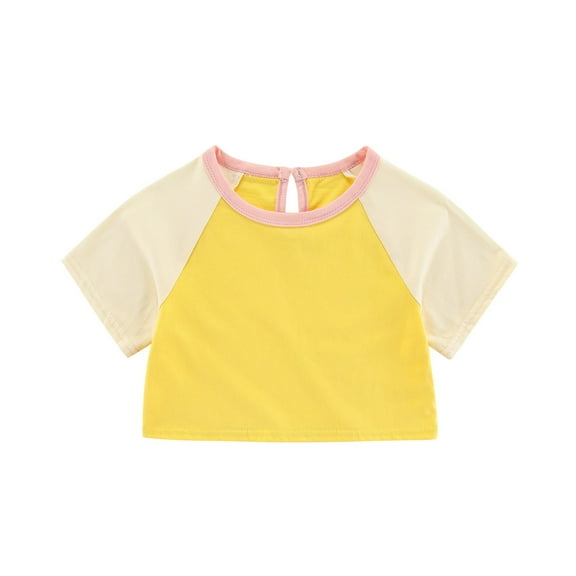 Ruyang Toddler Tops Loose T Shirt Short Clothes Sleeve Baby Girls Patchwork Leisure Girls Tops Undershirt for Kids