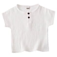 thumbnail image 1 of Ruyang Toddlers Henley Shirt Baby Boys Girls Cotton Line Ribbed Tee Top Kids Short Sleeve Button Up Crewneck Cute Soft T-Shirt, 1 of 7