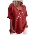 thumbnail image 1 of Ruyang Tops for Women 2024 Women's Floral Vintage Printed T Shirt Round Neck Casual Loose Cotton Linen Tops Women's Summer Tops, 1 of 4