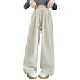 thumbnail image 1 of Ruyang Trendy Wide Leg Sweatpants for Teen Girls Baggy Joggers with Drawstring Plain High Waisted School Athletic Pants Winter Clothes, 1 of 7