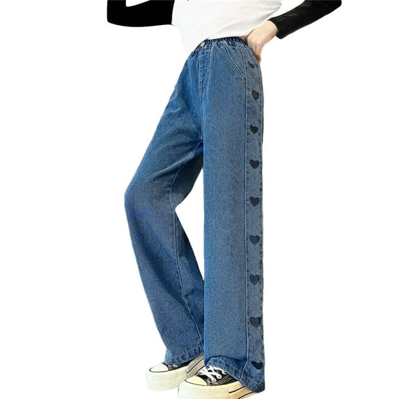 Ruyang Tween Girls New Ripped Baggy Jeans Trousers Pants Loose Fit Classic Streetwear Vintage Jeans Tracksuit Wide Leg Joggers