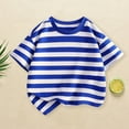 thumbnail image 1 of Ruyang Unisex Striped T Shirts Soft Crewneck Short Sleeve T-shirts for Kids Boys Girls Casual Soft Basic Summer School Undershirts, 1 of 1