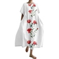 thumbnail image 1 of Ruyang Vintage Japanese Art Dress for Women 2024 Boho Floral Print Oversized Crewneck Linen Casua Summer Dresses Women's, 1 of 4