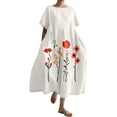 thumbnail image 1 of Ruyang Vintage Japanese Art Dress for Women 2024 Boho Floral Print Oversized Crewneck Linen Casua Summer Dresses Women's, 1 of 4