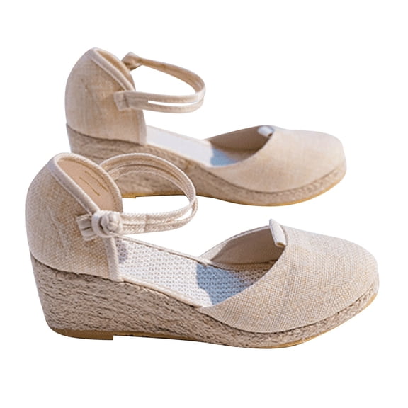 Ruyang Wedges for Women Dressy Soft Leather Peep Toe Women’s Wedge Sandals Casual Summer Slip on Espadrilles Dress Shoes