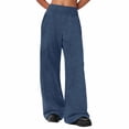 thumbnail image 1 of Ruyang Wide Leg Sweatpants for Girls Soft Knit High Waist Straight Leg Pants Kids Solid Lightweight Casual Loose Trousers, 1 of 9