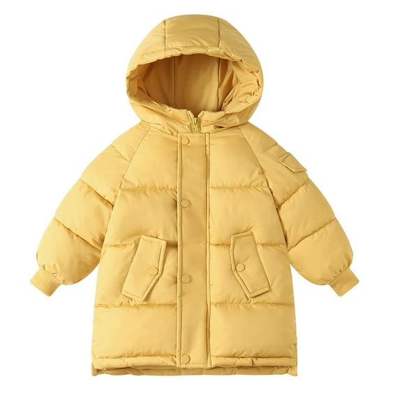 Ruyang Winter Coat for Girls Padded Long Puffer Jacket Kids Zip Up Hooded Warm Parka Coat Thermal Puffy Quilted Outwear