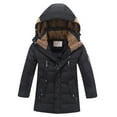 thumbnail image 1 of Ruyang Winter Coat for Teen Boys Puffer Jacket Fleece Hooded Warm Down Quilted Outwear Zip Up Thermal Long Overcoat, 1 of 7