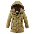 thumbnail image 1 of Ruyang Winter Coat for Teen Boys Puffer Jacket Fleece Hooded Warm Down Quilted Outwear Zip Up Thermal Long Overcoat, 1 of 7