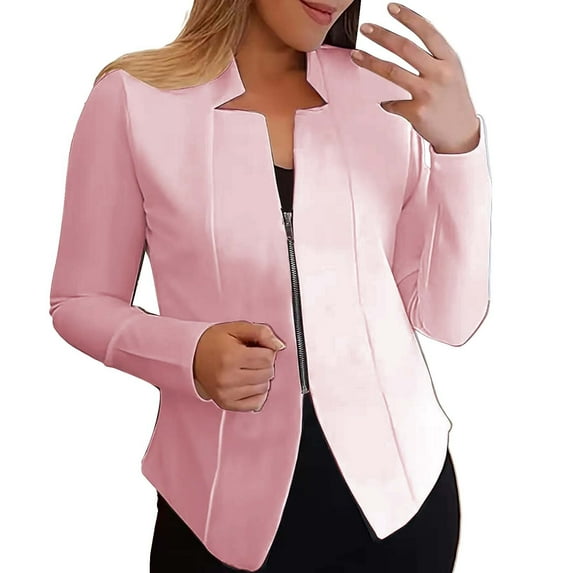 Ruyang Woman Jackets Solid Open Front Elegant Long Sleeve Work Office Outerwear Women's Clothing Vegan Light Weight Cardigan Women
