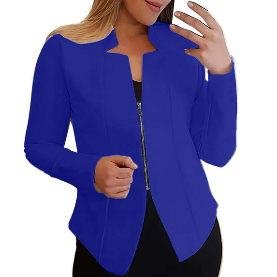 Ruyang Woman Jackets Solid Open Front Elegant Long Sleeve Work Office Outerwear Women's Clothing Vegan Light Weight Cardigan Women