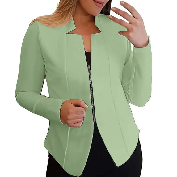 Ruyang Woman Jackets Solid Open Front Elegant Long Sleeve Work Office Outerwear Women's Clothing Vegan Light Weight Cardigan Women