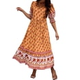 thumbnail image 1 of Ruyang Women Floral Printed Flutter Sleeve V Neck Sundress Boho Dress Flower Party Festive Pleated Belted Wrap Dress Short Wrap Dress, 1 of 7