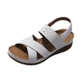 thumbnail image 1 of Ruyang Women Leather Sandals Women's Casual Side Hollow Belt Buckle Slope Bottom Roman Shoes Summer Fashion Ladies Sandals, 1 of 7
