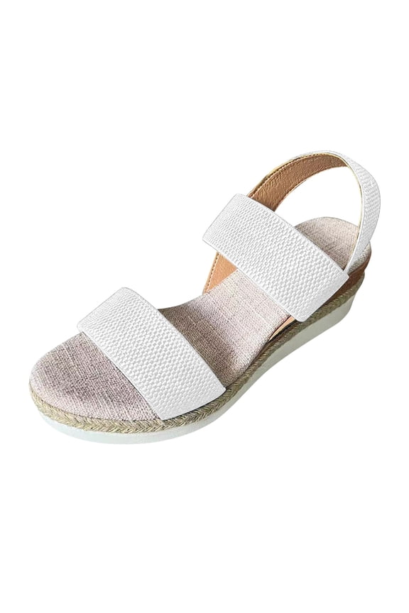 Women Minimalist Wedge Sandals Fabric Slingback Vacation Sandals Summer Open Toe Platform Flat Sandals for Women Wedding