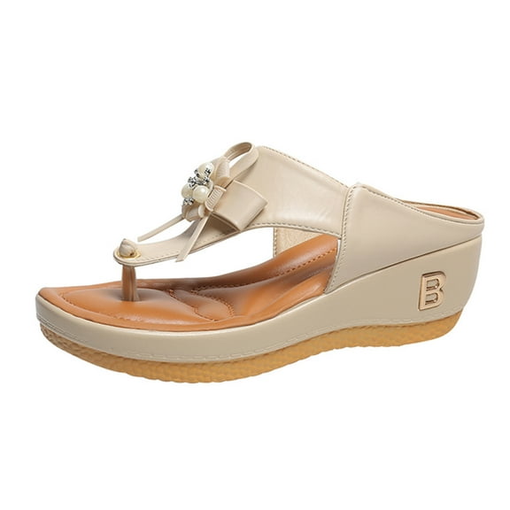 Ruyang Women Sandals Shoes Comfortable Flip Flops for Women with Arch Support Summer Casual Wedge Rhinestone Sandals for Women