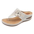 thumbnail image 1 of Ruyang Women Slope Heel Slippers Summer Fashion Slope Heel Thick Soled Massage Retro Beach Slippers Flat Sandals Shoes Women, 1 of 9