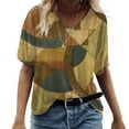 thumbnail image 1 of Ruyang Women Summer Tee Casual V Neck Short Sleeve Color Gradient Print Short Sleeve TShirt Top Womens Casual Tees Summer Fashion Tops, 1 of 3