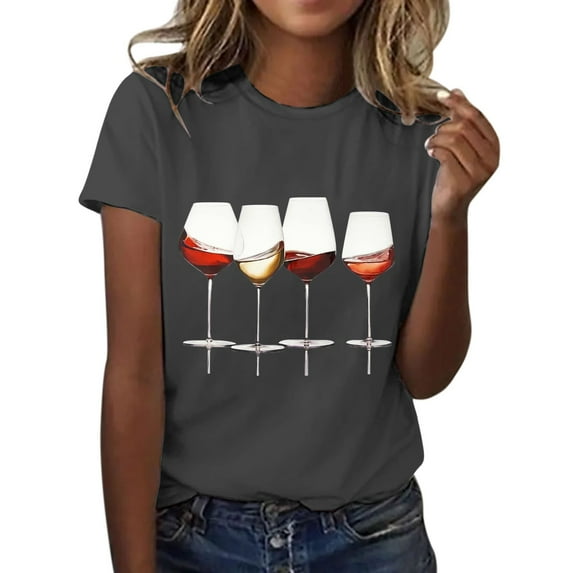Ruyang Women Summer Tops, Womens Graphic Tees Summer Vintage Short Sleeve Cotton Crew Neck Funny Printed T Shirts Tops