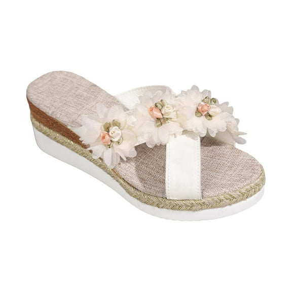 Ruyang Women's Beach Slope Heel Slippers Hollow Casual Slippers Slope Bottom Shoes Retro Sandals Womens Summer Shoes