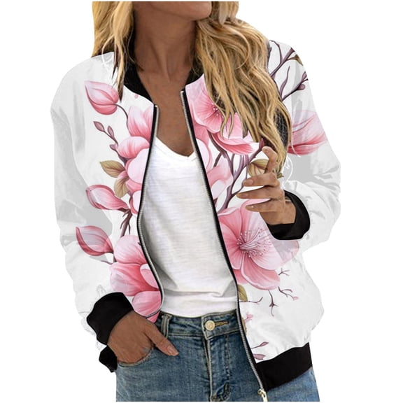 Ruyang Women's Bomber Puffer Jacket Winter Warm Padded Coat Casual Zip Up Outerwear Windbreaker with Pockets Winter Clothes