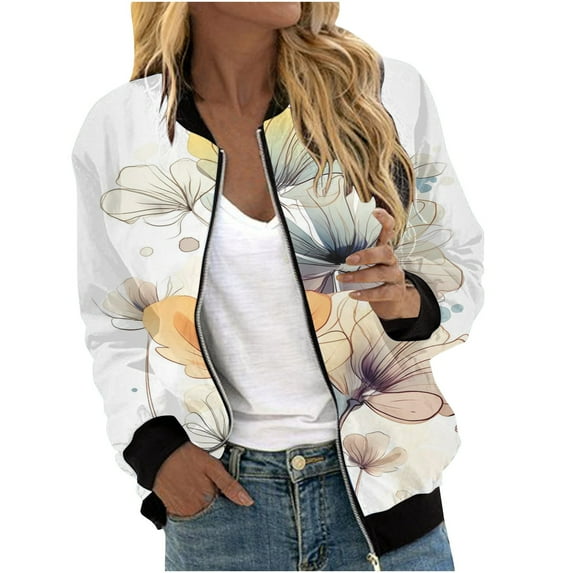 Ruyang Women's Bomber Puffer Jacket Winter Warm Padded Coat Casual Zip Up Outerwear Windbreaker with Pockets Winter Clothes