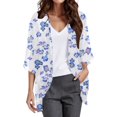 thumbnail image 1 of Ruyang Women's Casual Lightweight Open Front Cardigans Floral Print Puff Sleeve Kimono Cardigan Loose Cover Up Casual Blouse Tops, 1 of 4