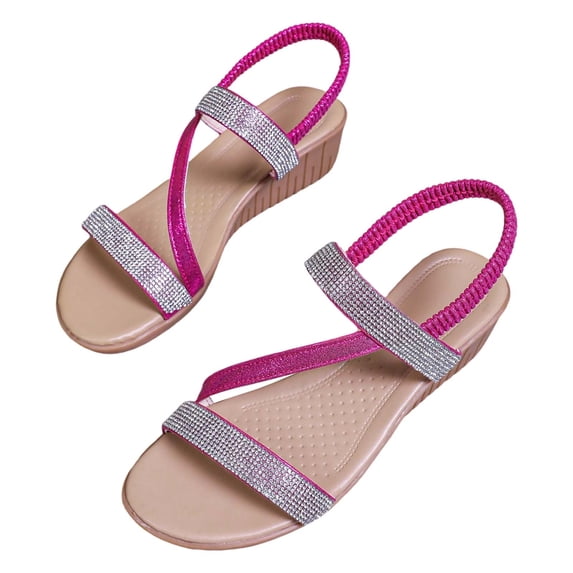 Ruyang Women's Casual Side Hollow Belt Buckle Slope Bottom Roman Shoes Summer Fashion Ladies Sandals Womens Summer Shoes