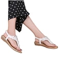 thumbnail image 1 of Ruyang Women's Flat Sandals, Comfortable Boho Beaded Dressy Summer Flat Casual Ankle Strap Elastic Slip on Beach Sandal, 1 of 5