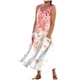 thumbnail image 1 of Ruyang Women's Floral Print Plus Size Dress Sleeveless Round Neck Loose Stretch Comfortable Plus Size Summer Dress Smocked Dresses for Women, 1 of 3