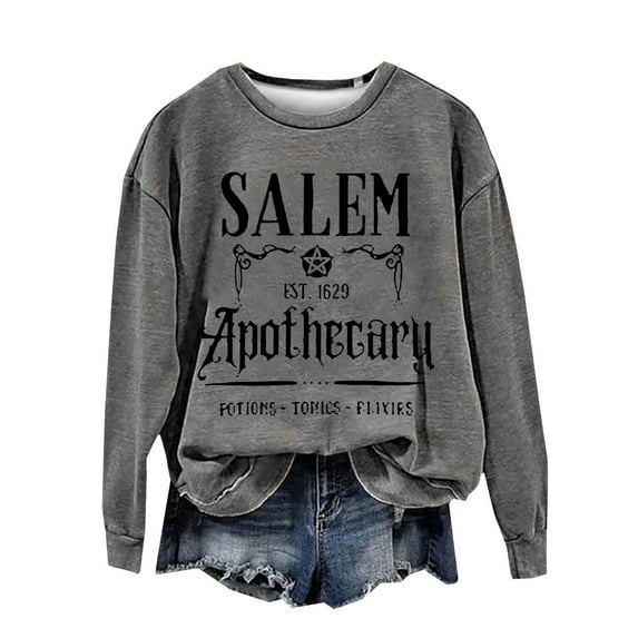 Ruyang Women's Halloween Sweatshirt Halloween Print Fashion Casual Crew Neck Long Sleeve Top Elastic Fall & Winter Light Long Sleeve Tunic Blouse