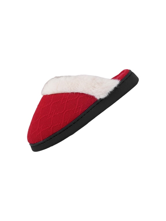 Women's Indoor Bedroom Slipper with Memory Foam, Gift for Women, Wool-Like House Shoe with Anti-Skid Rubber Sole for Ladies