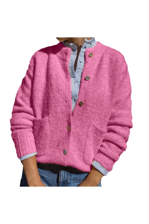 Women's Knit Cardigan Sweaters Casual Long Sleeve Open Front Button Up Ribbed Fall Sweater Jackets Women Hand Knit Cardigan