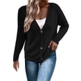 thumbnail image 1 of Ruyang Women's Lightweight Crewneck Cardigan Sweater Open Front Button Down Long Sleeve Pockets Chunky Knit Cardigan Sweaters, 1 of 5
