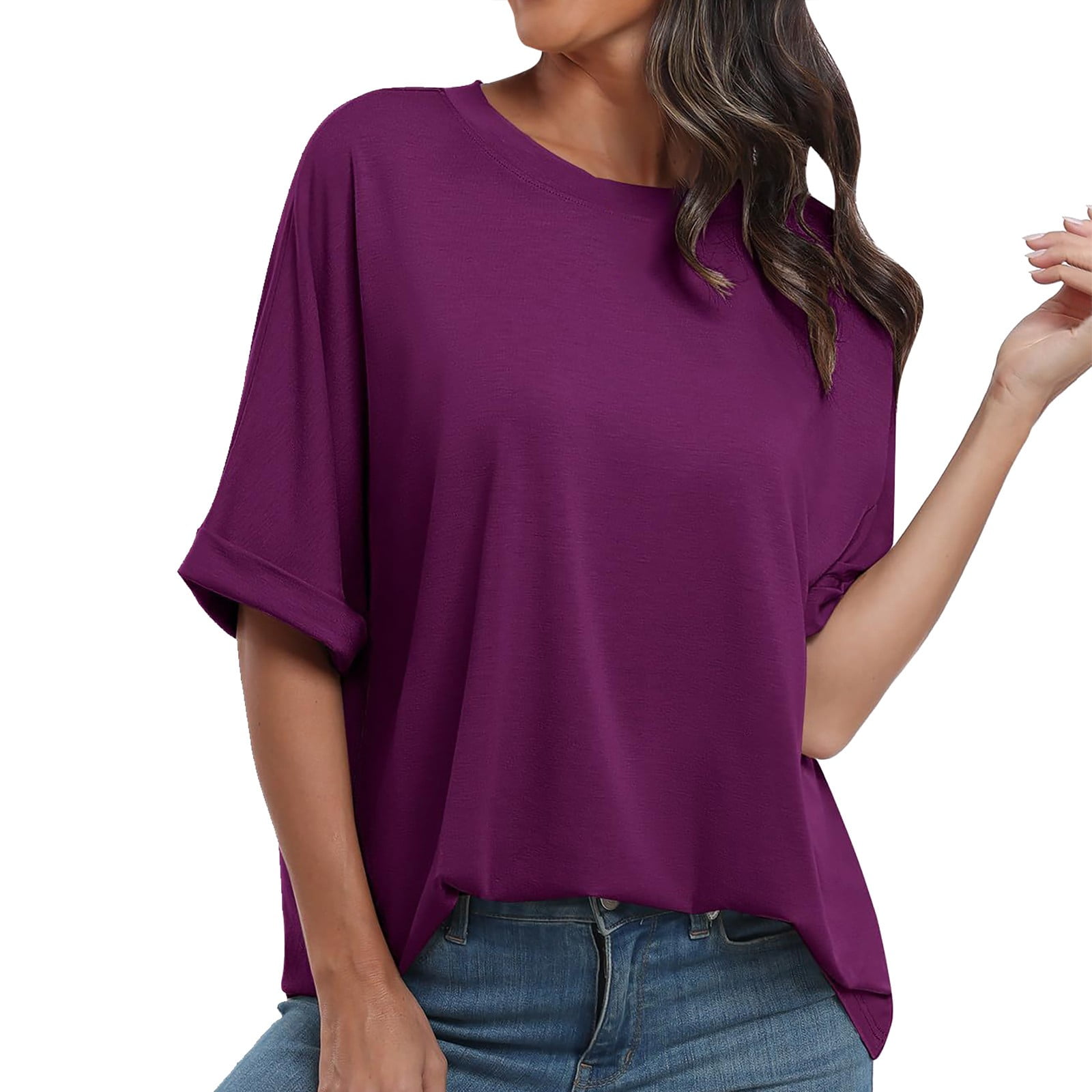 Ruyang Women's Oversized T Shirts Short Sleeve Crewneck Summer Tops — free download
