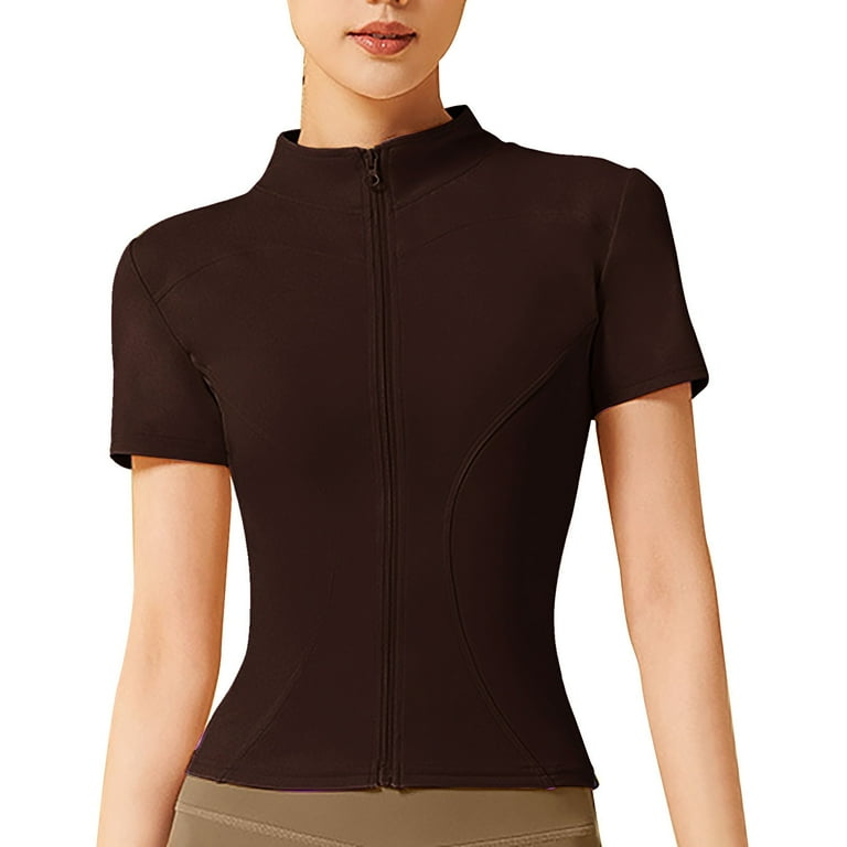 Ruyang Women's Running Slim Full Zipper Stand Up Collar